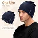 Beanie for Women - Men Modal Sleep Cap, Cotton Chemo Beanie Hat - Unisex Skull Cap - Soft and Skin Friendly Beanies (Black+navy Blue)