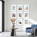 Wiscet Picture Frame Set of 9, 11x14 with Mat or 8x10, White, Classic Design, Engineered Wood, Wall Mount or Tabletop