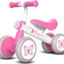 Baby Balance Bike 1 Year Old, Toddler Bike for One Year Old Girl Birthday Gift, 1-3 Years Toddler First Bike with No Pedal & Silence Wheels, Ride on Toy Gifts for 1 Year Old Girl (Pink Butterfly)