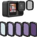 TELESIN ND Filter Set 5-Pack CPL ND8 ND16 ND32 ND64 Compatible for GoPro Hero 13 Black, Neutral Density Polarizing Lens Filter Kit Lens Protector Multi-Coated HD Glass for GoPro 13 Accessories