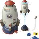 Sprinkler for Kids - Rocket Outdoor Water Toys Outdoor Yard Sprinkler 360-Degree Rotation Attaches to Garden Hose Splashing Fun Toys for 3 4 5 6 7 8 9 10 Year Old Boys Girls Gift