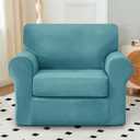 vctops 3 Pieces Velvet Stretch Armchair Sofa Cover for 1 Seater Couch Soft Washable Sofa Slipcover with Individual Backrest and Cushion Cover for Kids Cats Dogs 32"-47"(1 Cushion Armchair), Teal