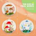 3 Pack Beginner Embroidery Kits for Adults DIY Starter Kit with,cross stitch kits for beginners,Stamped Patterns,Embroidery Hoop,Colorful Threads,Tools,Step by Step Instructions & Video Tutorial (mushroom)