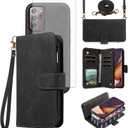 Asuwish Phone Case for Samsung Galaxy Note 20 Ultra 5G Zipper Wallet Detachable Magnetic Cover with Screen Protector Crossbody Lanyard Note20 Plus Notes 20Ultra Note20+ U + 20+ Twenty Not S20 Black