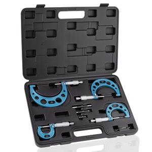 4PCS Micrometer Set, 0-1"/1-2"/2-3"/3-4" Machinist Outside Micrometer Measuring Tool, Ultra-Precision 0.0001" Graduation Micrometers, Professional Machinist Tools Set