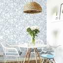 Safiyya 787''  17.3'' Peel and Stick Wallpaper Boho Floral Blue and White Contact Paper Self Adhesive Removable Wallpaper for Bathroom Vinyl Rolls