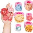 6PCS 3D Flower Fondant Molds Set, Rose Silicone Molds for Candle Soap Making, Handmade Cake Dessert Decoration Chocolate Cupcake Candy Ice Mold, Resin Concrete Art Crafts Accessories