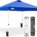 EAGLE PEAK Pop Up Canopy Tent with Wheeled Carry Bag, 8 Stakes, 4 Ropes, 4 Weight Bags, Easy Set Up Tent Canopy, 10x10 ft, 100sqft of Shade, Blue