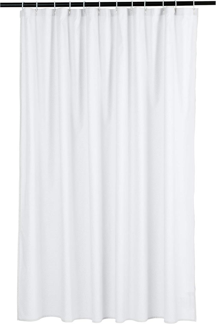 Amazon Basics Lightweight Super Soft Easy Care Microfiber Waffle Texture Shower Curtain , 72" x 72", White