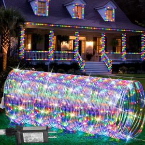184FT 1000LED Rope Lights Outdoor, Outside LED Rope Lights Plug in String Lights Waterproof 8 Modes Clear Tube Lights for RV Camping Pool Patio Garden Christmas Tree Holiday Decoration(Multi Color)