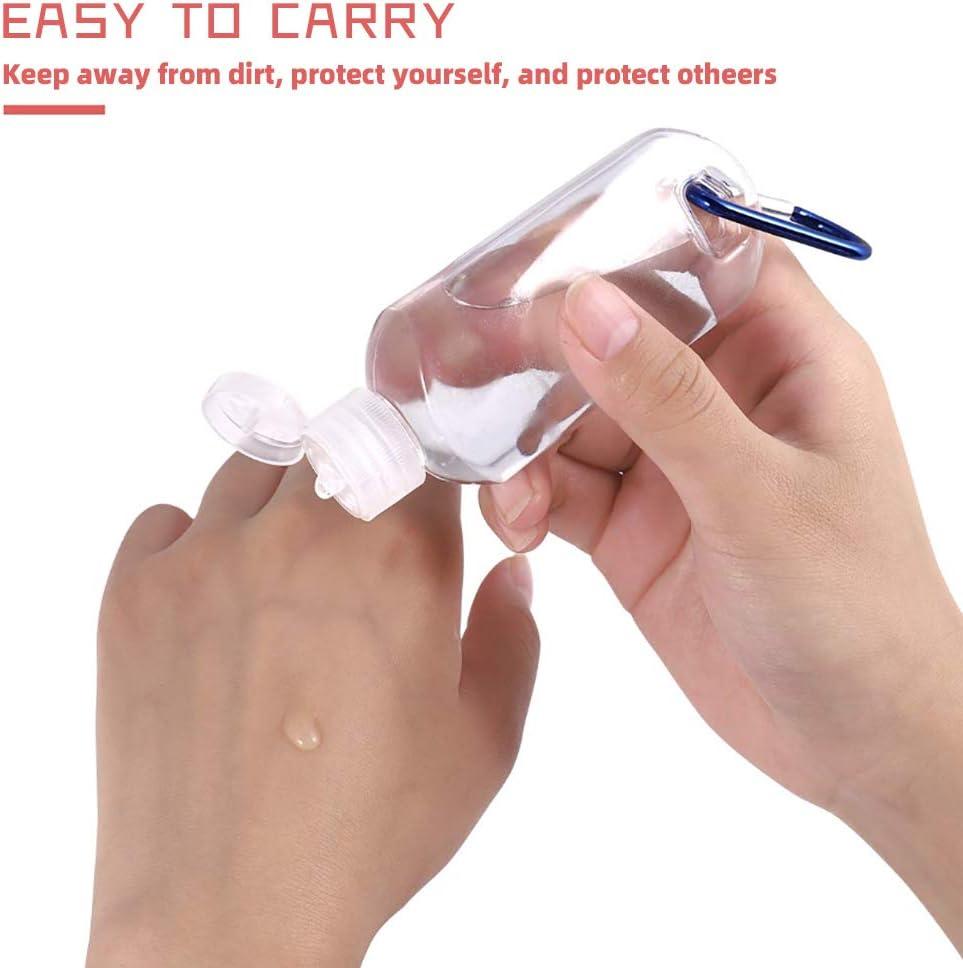 Refillable Travel Bottles Containers with-Clip - XMWangzi, with Filp or Nozzle, Empty Plastic Bottles, Filled with Cosmetic Oil Hand Sanitizer, Suitable for Home Office Outdoor (4 PCs)