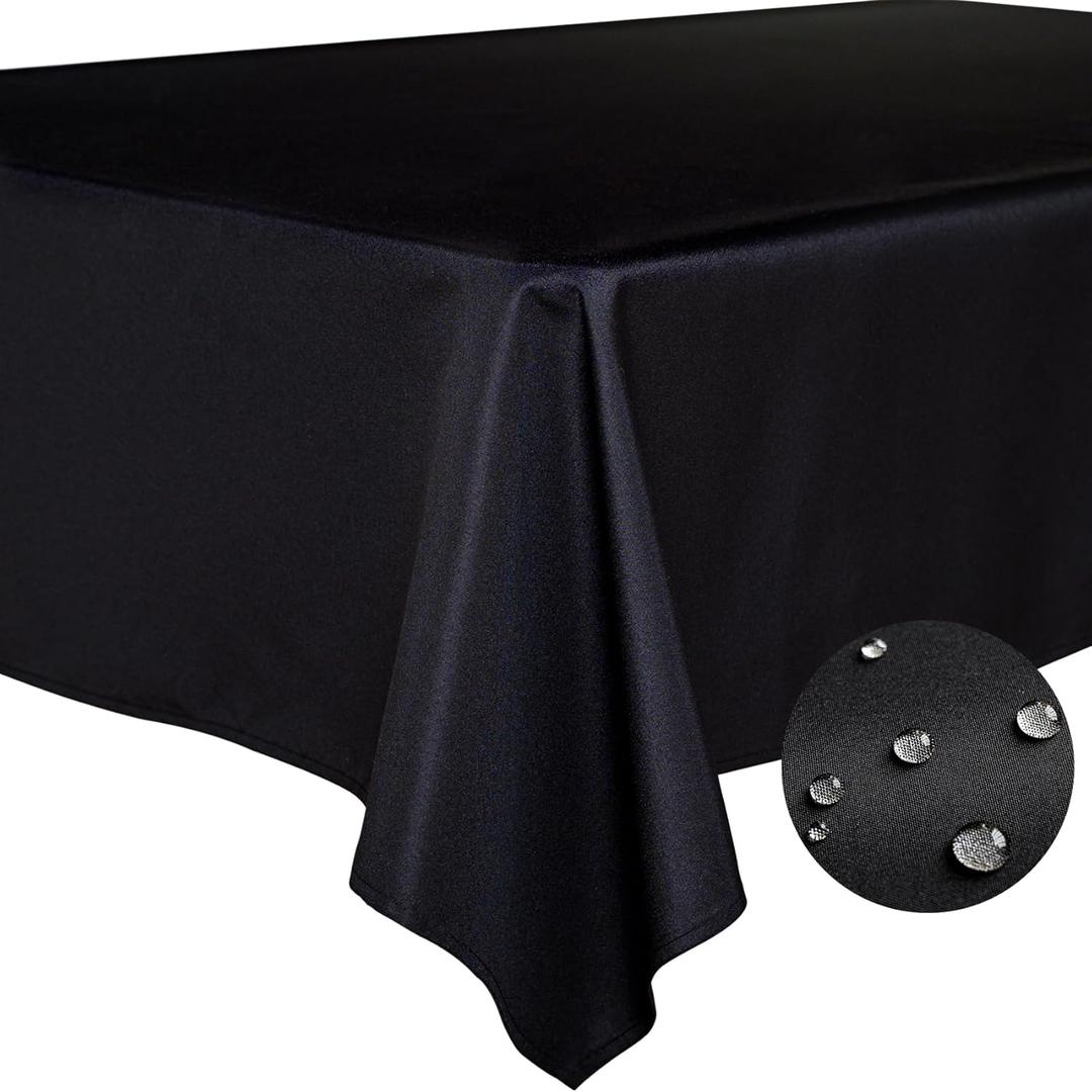BYDOLL Table Cloth Black 60x102 Inch Tablecloth for 6 Foot Rectangle Tables Outdoor Washable Wrinkle Free and Spillproof Polyester Tablecloth for Festival Camping Picnic Party Cover