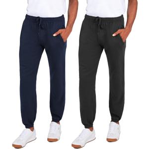 Andrew Scott Men's Fleece Joggers Pants | Multi Pack | Athletic Loose-fit Sweatpants for Workout, Running, Training (XLarge, 2 Pack- Navy / Charcoal)