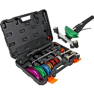 Pipe Tube Bender Set, for 1/4 to 7/8 O.D, 90 Ratcheting Tubing Bender Kit with Reverse Bending Adapters and 7 Multi-Color Aluminum Heads, for HVAC Air Condition Hydraulic Work