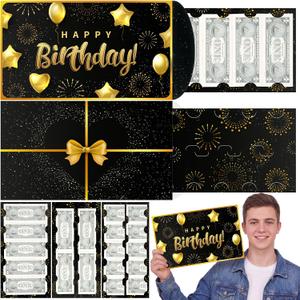 5 x Jumbo Birthday Money Card for Cash Gift Holder with Envelope, 14 x 8 Inch Surprise 18th Birthday Decorations Fun Way to Give Money for Men Women Teenager (Black)