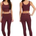 Harmony & Balance Womens Yoga & Pilates Set, Buttery Soft 4-Way Stretch Fabric, Tank with Matching Leggings (Small, Mocha)