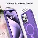 TIANLI Designed for iPhone 15 Pro Max Case with Magnetic Invisible Ring Stand [Compatible with Mag-Safe] [Military Drop Protection] Shockproof Anti-Slip Cover for Women,Purple