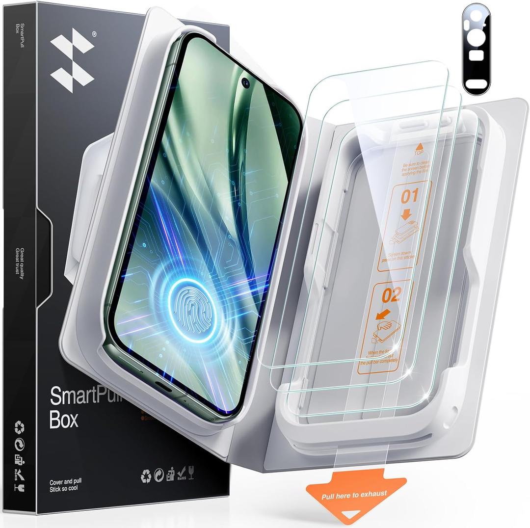 SMARTDEVIL Screen Protector for Google Pixel 9 Pro (3 Pack) + Camera Lens Protector, HD Tempered Glass, Fingerprint Unlock Friendly, 9H Military-Grade Protection, Scratch & Drop Resistant