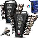 Premium 24-Piece Flex-Head Ratchet Wrenches Set with Magnetic Organizers, Metric SAE 8-19mm 1/4"-7/8", Cr-V Ratcheting Wrenches with 72 Teeth 180 Flex Head, Ratchet Combination Wrench Set for Repair