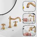 8 inch 2 Handles 3 Holes Widespread Bathroom Sink Faucet Antique Brass Bathroom Vanity Faucet Basin Mixer Tap Faucet Matching Metal Pop Up Drain with Overflow