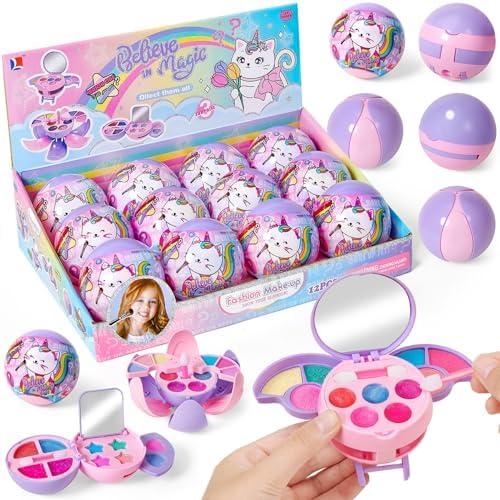 Cleboen 9 Pack Kids Makeup Blind Ball Party Favors - Surprise Cosmetic Blind Balls with Lip Gloss, Eyeshadow & Sponge Blusher (3 Styles, 2 with Mirrors), Party Favors Supplies Gifts for Girls