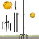 Heavy Duty Tetherball Sets with Ball & Rope for Backyard, Adjustable Iron Sleeve Tetherball Equipment for Outdoor Playground, Tether Ball Pole with 5-Prong Base for Dogs/Kids/Adults (10ft)