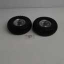 4.10/3.50-4" Flat Free Tire and Wheel, 10" Heavy Duty Solid Tire, 5/8" Axle Bore Hole, 2.2" Offset Hub, for Hand Truck Garden Cart Wagon Trolley Dolly Replacement, 2 Pack