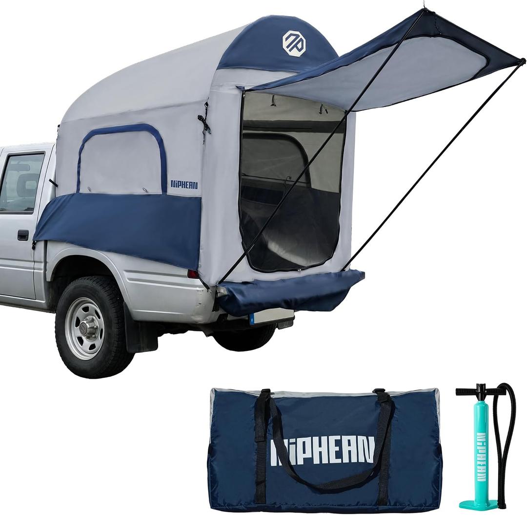 Niphean Truck Bed Tent for Camping 5ft-8ft for 2+1 People, 2 Mins Setup
Inflatable Pickup Truck Tent, PU 3000mm Waterproof & High-Strength Windproof, Spacious Interior for Multi-Landscape