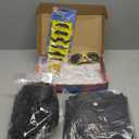 6 Pcs 70s Disco Outfit Costume for Men Dance Bell Bottom Pants Retro Shirts Moustache Sunglasses Wigs Necklace (Small, Silver)