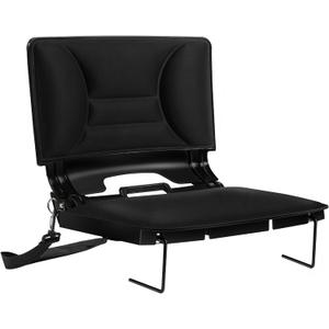 Stadium Bleacher Seat with Foam-Backed Support Extra-Wide Bleacher Chair with High-Density Padded CushionPortable Folding Stadium Chair (1-PCS, Black)
