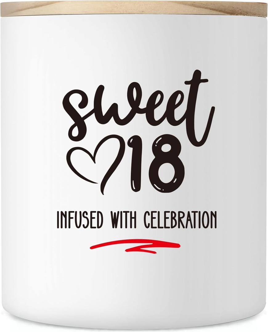 18th Birthday Gifts for Girls, Sweet 18 Birthday Gifts, 10OZ Happy 18th Birthday Gift for Daughter Niece Granddaughter Sister, 18 Year Old Birthday Candle Gifts Presents, Scented Soy Candle