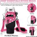 BULKITEM Water Bottle Carrier Bag with Phone Pocket for Stanley 40 & 30 oz Tumbler with Handle,Pink Insulated Neoprene Cup Holder Pouch w/Adjustable Strap for Quencher H2.0 Stanley Cup Accessories