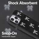 Crossbody Case for iPhone 15 Pro - Black with Stylish Silver Detachable Chain - Silver Bows