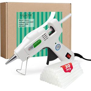 Krightlink Hot Glue Gun Kit with 30 Glue Sticks, Fast Preheating Hot Melt, High Temp for School Crafts DIY Arts and Quick Home Repairs (20w)
