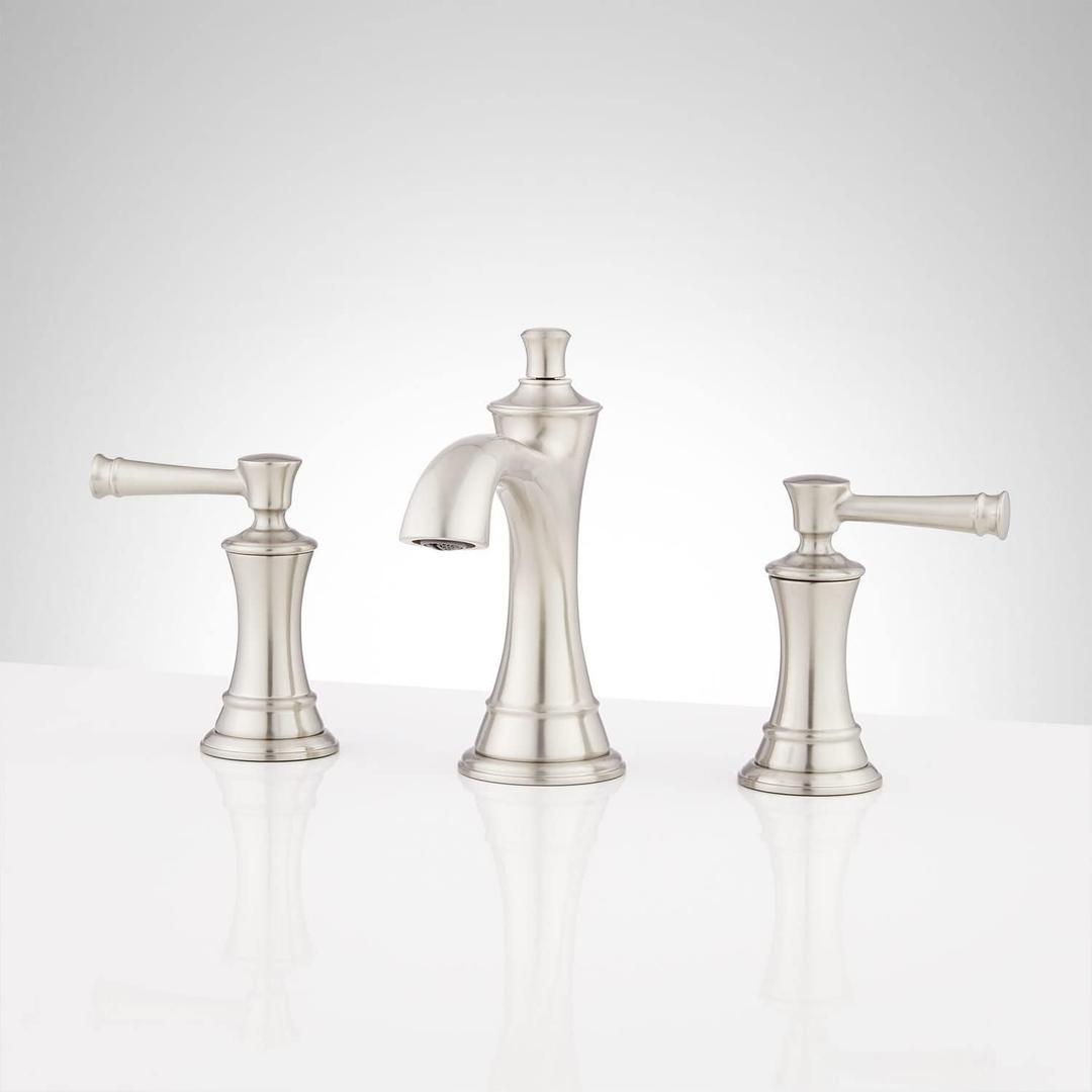 Signature Hardware 480488 Beasley 1.2 GPM Widespread Bathroom Faucet with Pop-Up Drain Assembly (Brushed Nickel)