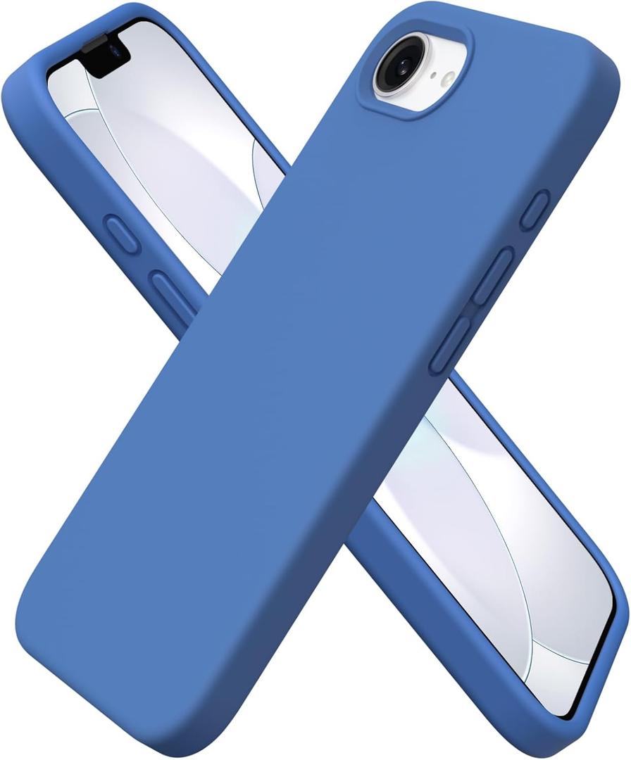 ORNARTO Compatible with iPhone 17e Case and for iPhone 16e Case 6.1", Liquid Silicone 3 Layers Full Covered Soft Gel Rubber Shockproof Cover, Protective Phone Cases for 16e & 17e-Blue