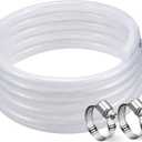 DAVCO 1/2" ID 100ft Heavy Duty Braided Clear Plastic Vinyl Tubing & Clamp | Flexible High Pressure Reinforced PVC Plastic Tube Hose, Non-toxic, BPA Free, with 2 Stainless Clamps