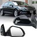Right Passenger Side Mirror Compatible with Hyundai Sonata 2015 2016 2017 2018 2019 Power Glass Manual Folding Heated 5 Pins Replace HY1321203 | 87620-C2000 (Black)