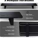 ULTRARM Moodular Wooden Monitor Stand 45.6 (116cm) Large Desk Organizer with Metal Slide Rails for Drawer, Tray, Laptop, Tablet, Phone & Headphones Customizable Riser for Organized Workspace Black