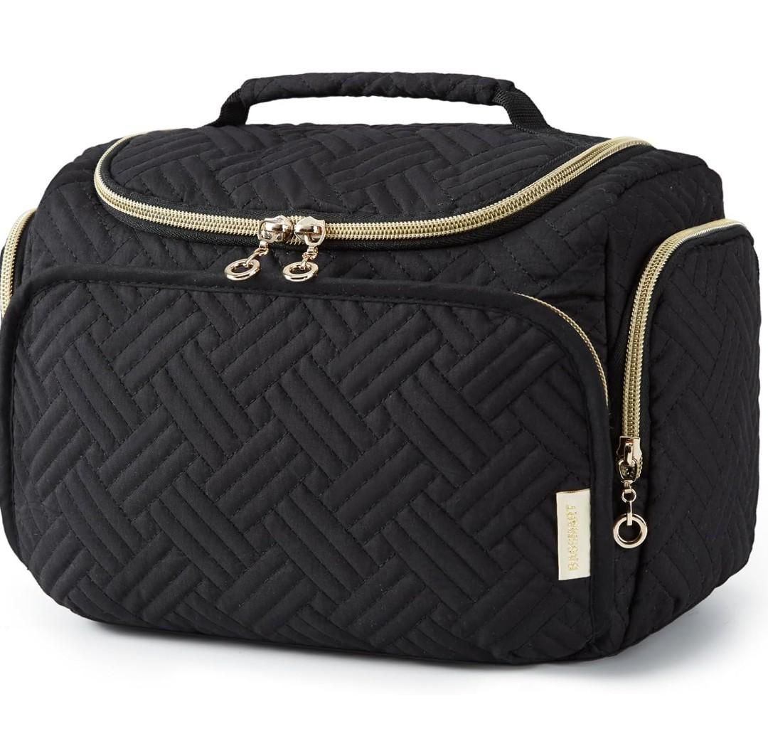 BAGSMART Travel Toiletry Bag for Women, Cosmetic Bag Makeup Bag Organizer with Handle, Travel Bag for Toiletries, Travel Accessories, Full Sized Container