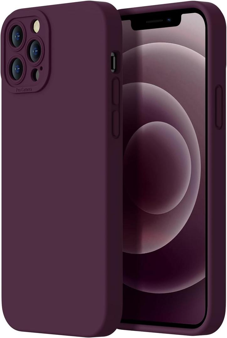 Designed for iPhone 12 Pro Case - Upgraded Enhanced Camera Protection - Soft Microfiber Lining Inside - Liquid Silicone Shockproof Protective Phone Case 6.1" for Men Women Girls - Plums Color -2 ct
