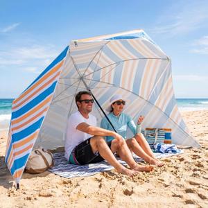 UPWELL Beach Tent Easy Set Up Canopy Sun Shelter Shade with UPF 50+UV Protection Portable Beach Umbrella Outdoor Sunwall with Sand Pockets for Fishing Backyard Camping(Holiday Glow), 10.5 ft x 8 ft