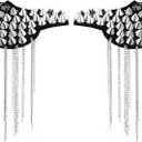 BESTOYARD Silver Epaulettes Rivet Tassel Epaulet Shoulder Spiky Boards - Vintage Halloween Cosplay Shoulder Epaulets Pads for Adult Gothic Party Costumes Accessories