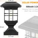 Solar Post Lights Outdoor Solar Cap Lights Deck Fence Cap for 4x4 5x5 6x6 Posts Patio Garden Courtyard Bright Decoration Fixture Waterproof Warm White Lighting Black (4Pack)