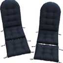 Outdoor Adirondack Chair Cushions Set of 2, 44x19x4 Inch Waterproof Rocking Chair and 17x19 Ottoman Cushion, High Back Soft Seat Pad with Ties for Patio Garden, Dark Blue