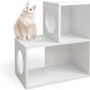Cat Stairs Shelf 2 Steps, cat Tree Climbing Shelf, Window Perch & Storage Solution, Stair Platform for Indoor Adult Cats, Made from Safe Sturdy Material, Versatile Ladder Direction, White