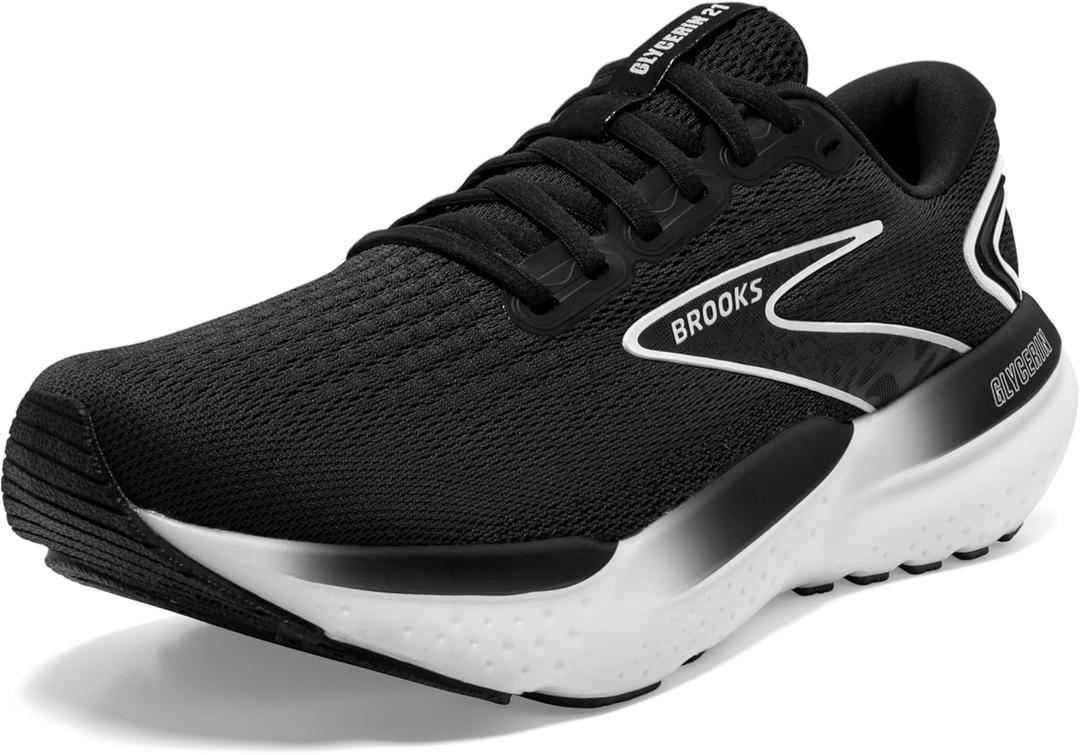 Brooks Womens Glycerin 21 Neutral Running Shoe (10 Wide, Black/Grey/White)
