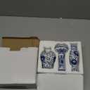 Set of 3 Small Blue & White Porcelain Vases, Fambe Glaze Porcelain Vases Set of 3, Classic Ceramic Flower Vases for Home Dcor