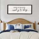 Give It To God And Go To Sleep Wall Decor 40"X15" Master Bedroom Above Bed Sign Christian Rustic Farmhouse Over Bed Large Religious Vintage Wood Framed Horizontal Catholic Wall Hanging Art (Black)