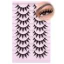 Manga Lashes Pair of 8 15mm Wispy Spiky Anime False Eyelashes Natural Look 8D Volume Faux Mink Lashes for Asian Korean Japanese Cosplay Doll Eye Extensions Style by GVEFETIEE